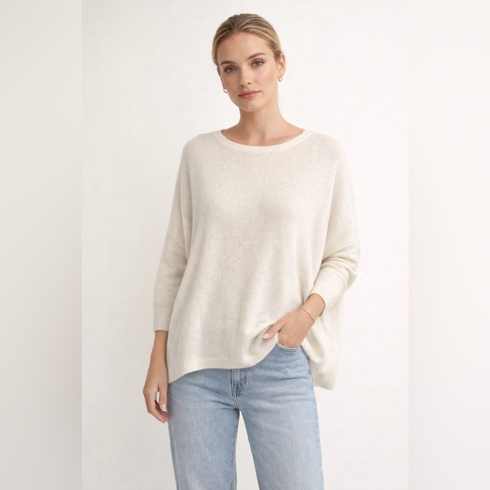 Allude 100% Cashmere Oversized Cream Sweater | Size S |‎ Luxury Minimalist Knit